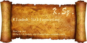 Kladek Szilveszter névjegykártya